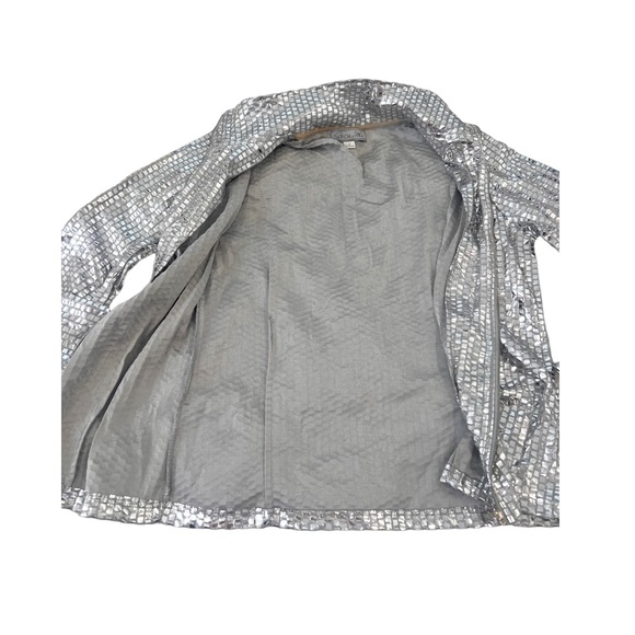 SHINY SHINY SILVER ZIP UP JACKET - Picture 3 of 6